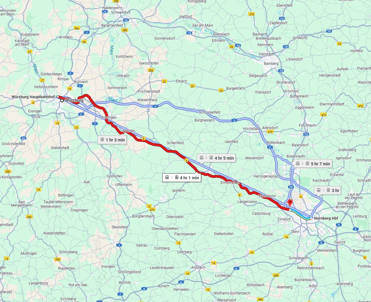 Anreise von Würzburg Zu Fürth Über 
