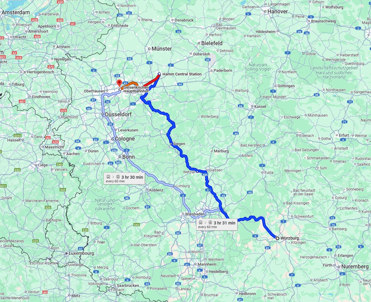 Anreise von Würzburg Zu Gelsenkirchen Über 