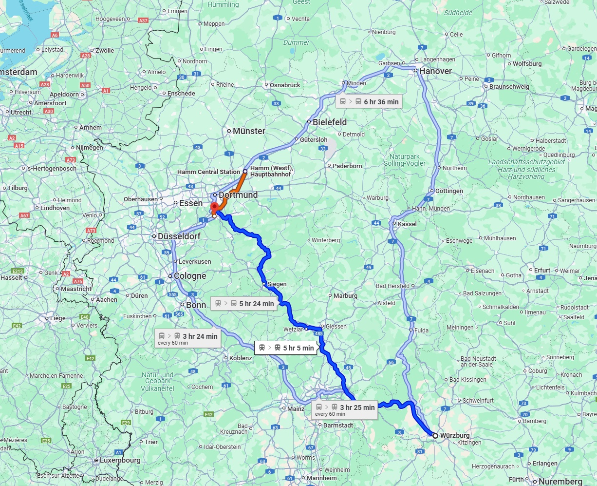 Anreise von Würzburg Zu Hagen Über 