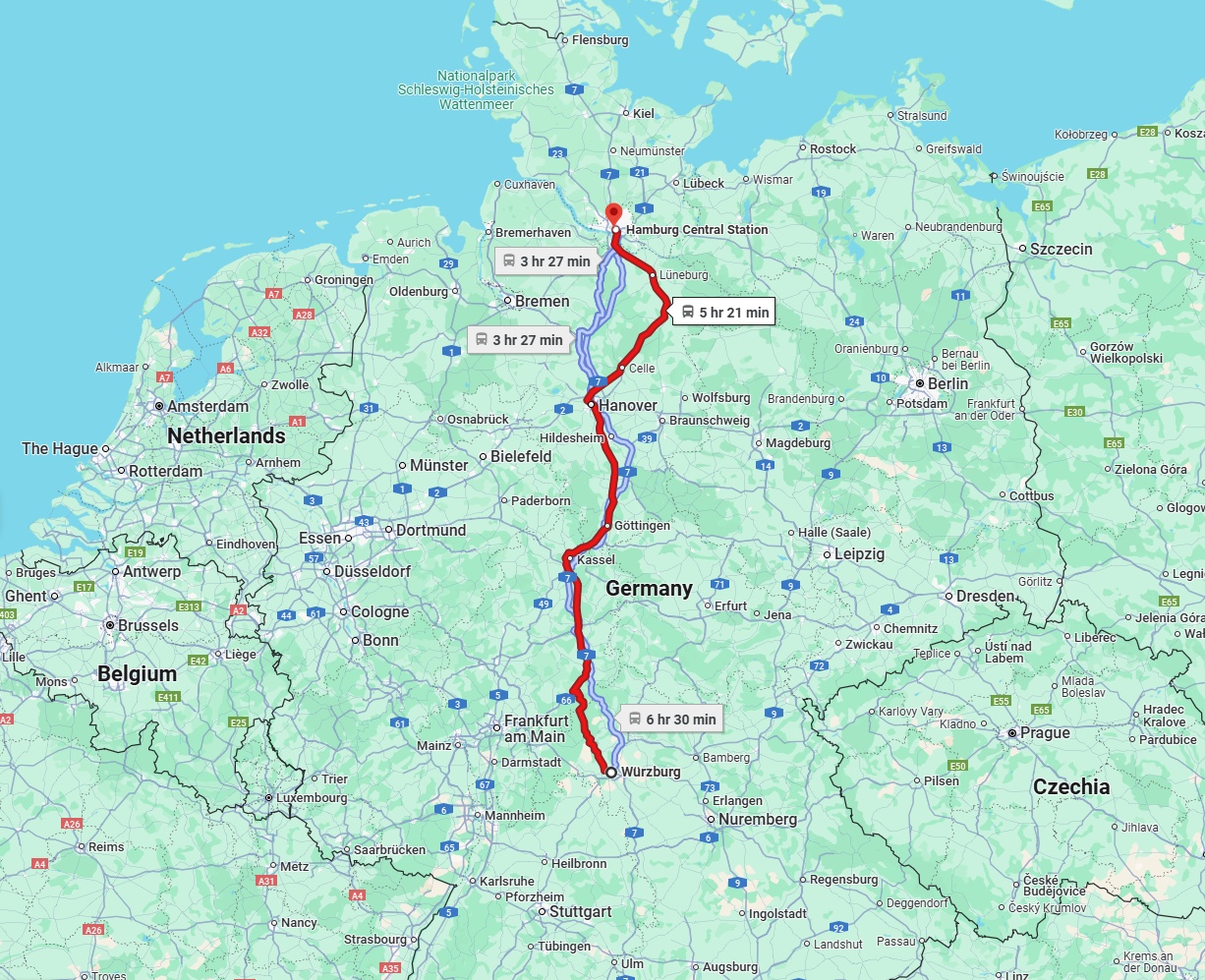 Anreise von Würzburg Zu Hamburg Über 