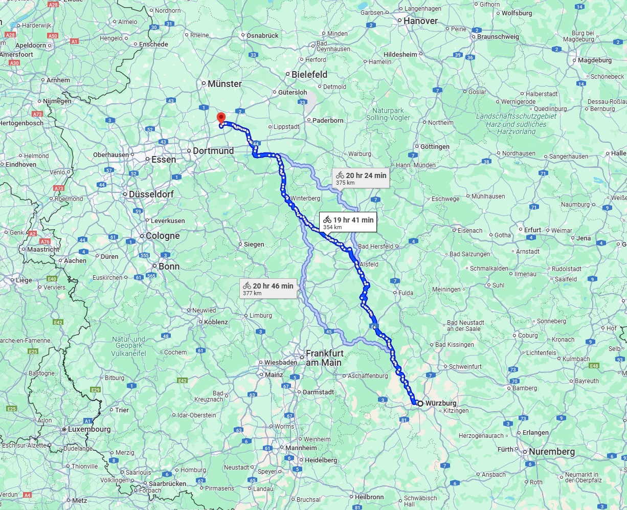 Anreise von Würzburg Zu Hamm Über 
