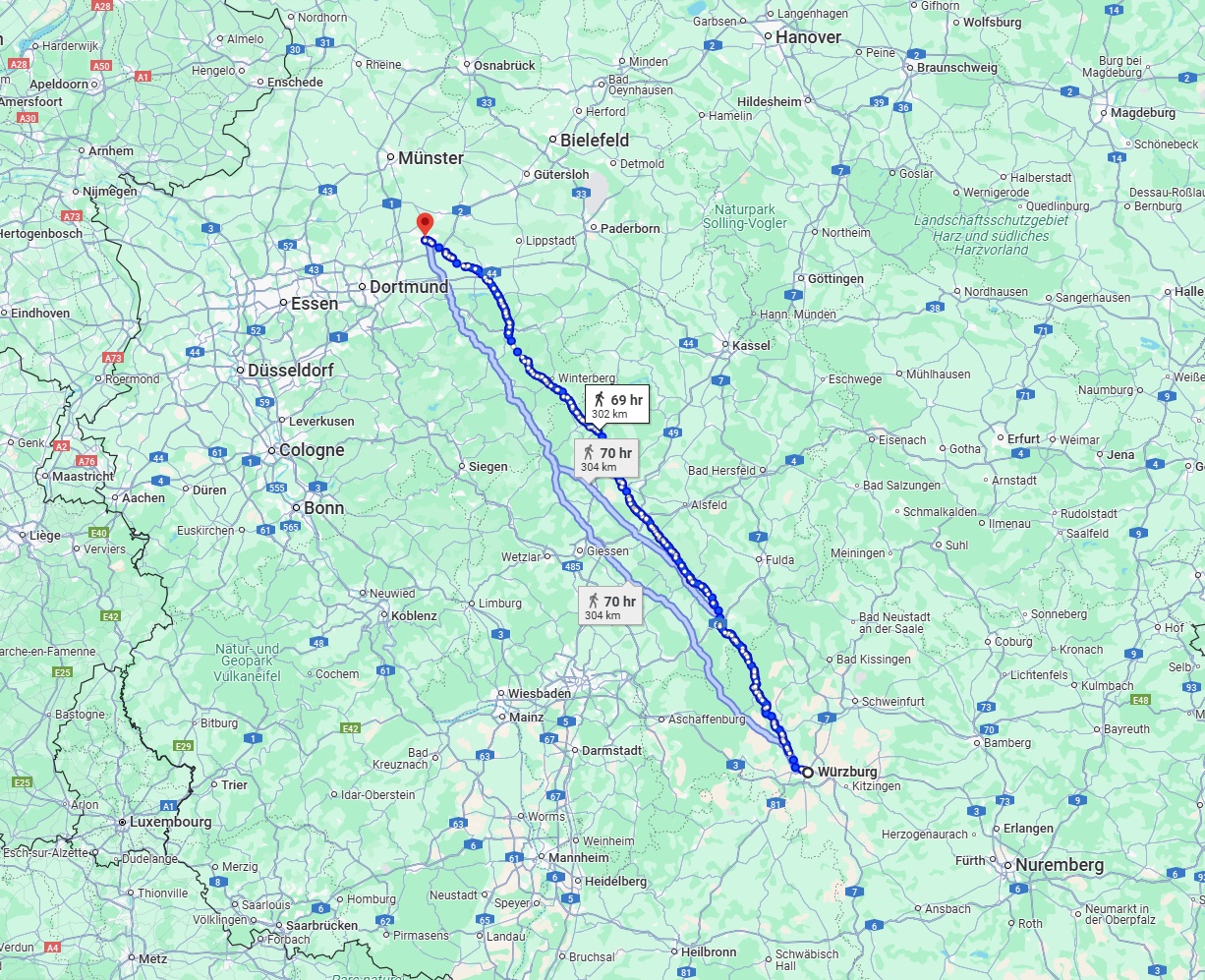 Anreise von Würzburg Zu Hamm Über 