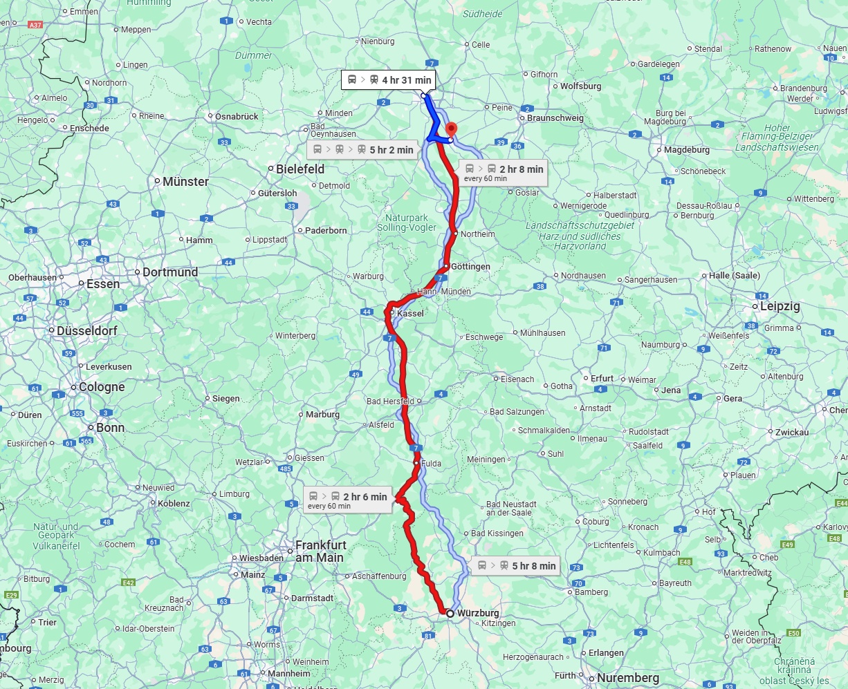 Anreise von Würzburg Zu Hildesheim Über 