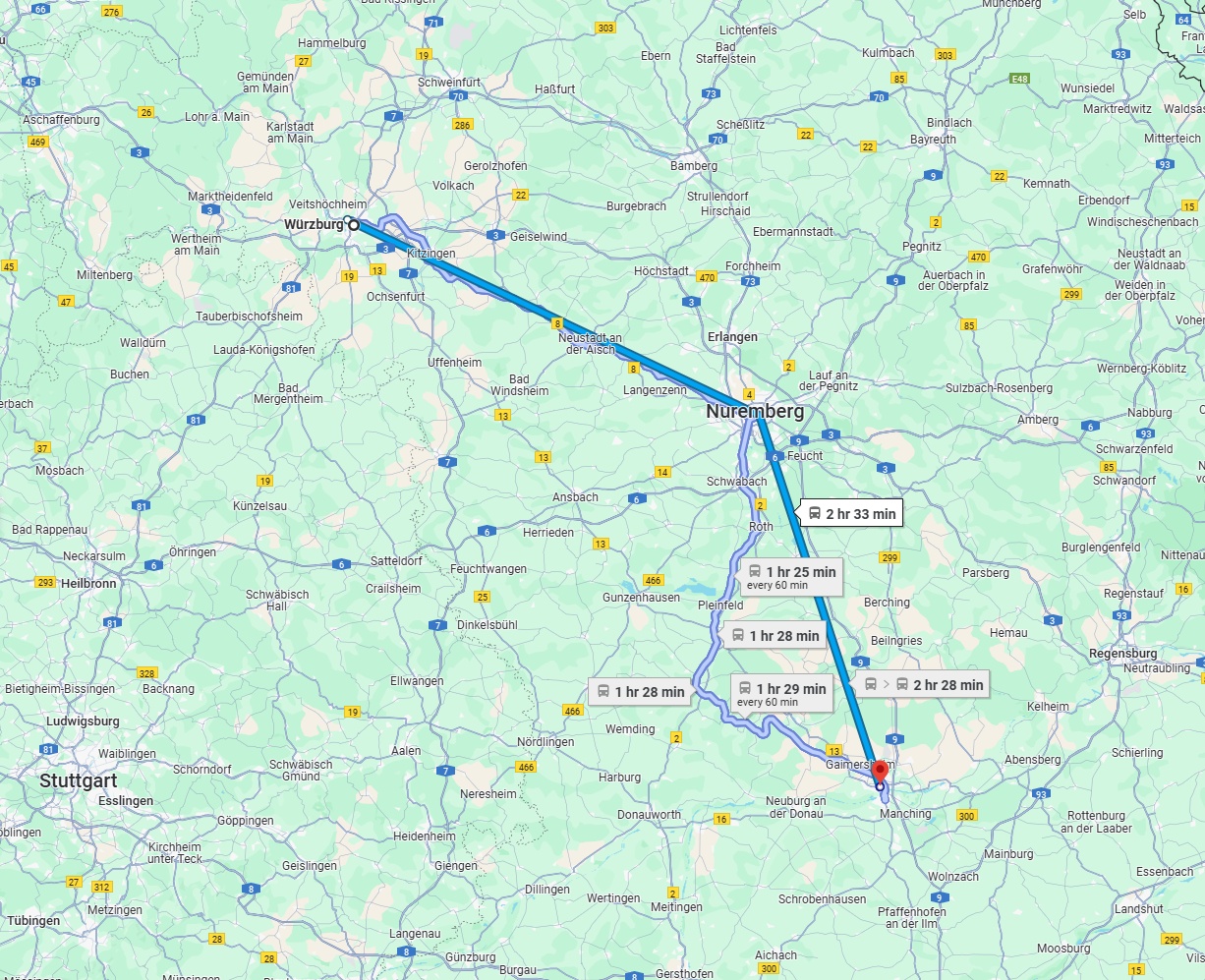 Anreise von Würzburg Zu Ingolstadt Über 