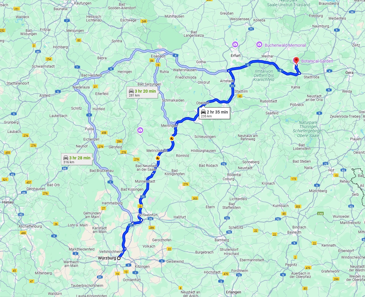 Anreise von Würzburg Zu Jena Über via A71
