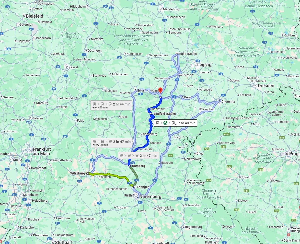 Anreise von Würzburg Zu Jena Über 