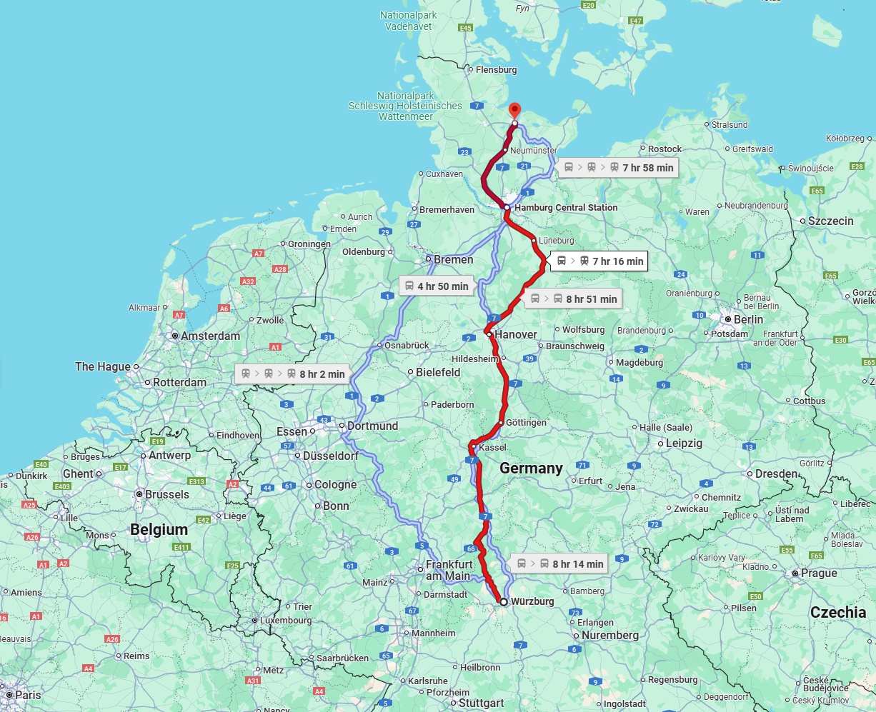Anreise von Würzburg Zu Kiel Über 