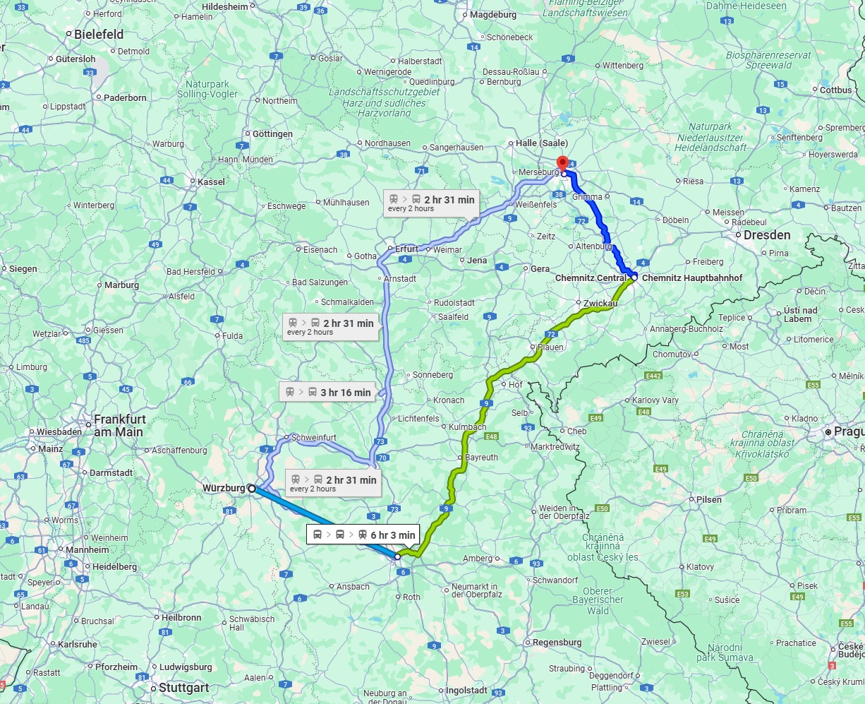 Anreise von Würzburg Zu Leipzig Über 