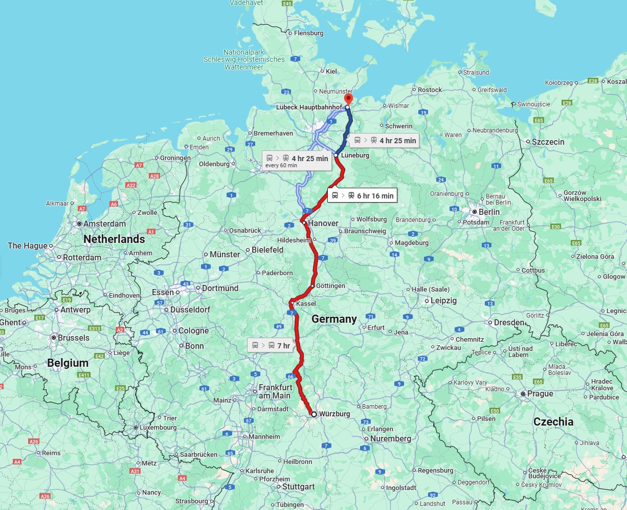 Anreise von Würzburg Zu Lübeck Über 