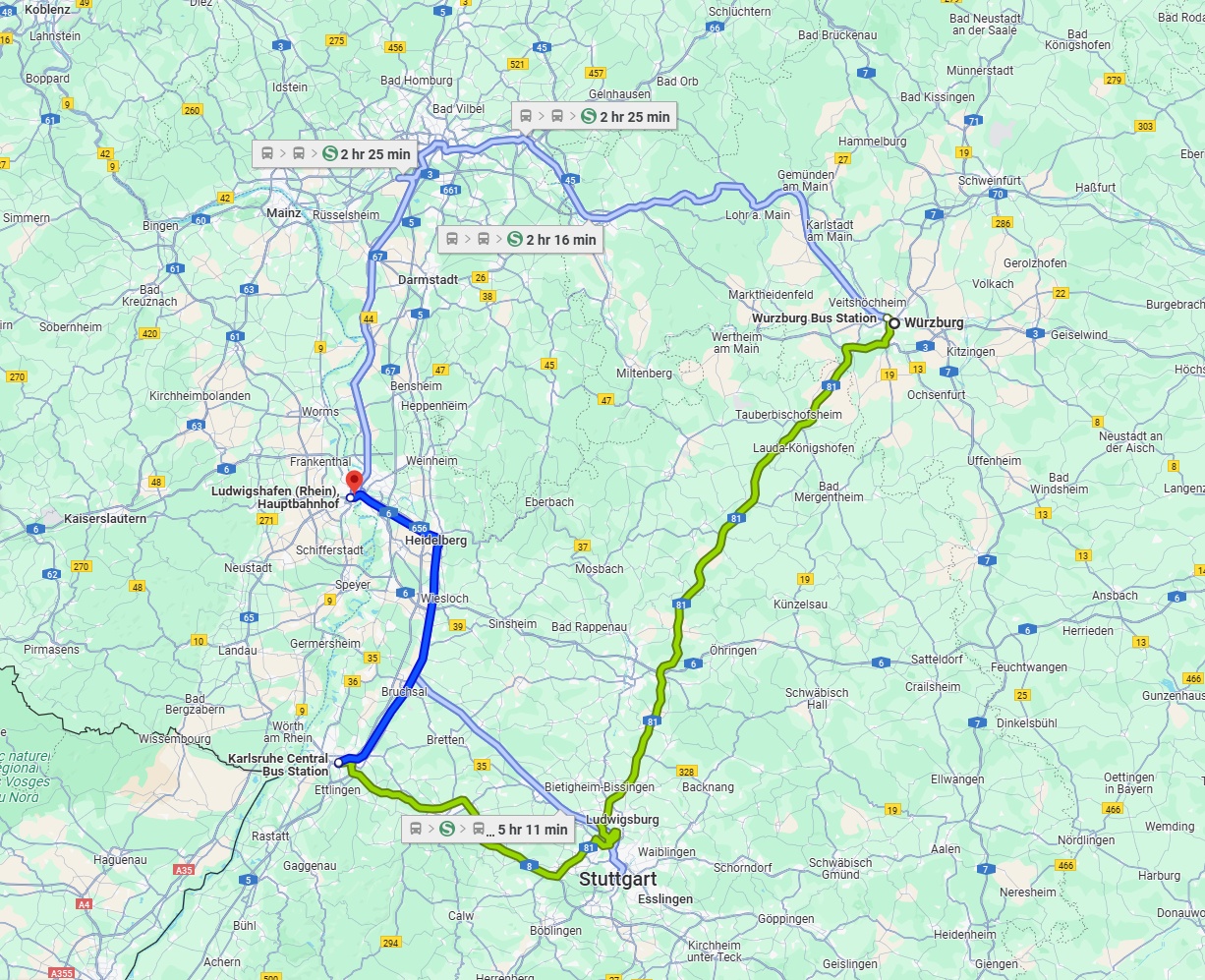 Anreise von Würzburg Zu Ludwigshafen am Rhein Über 