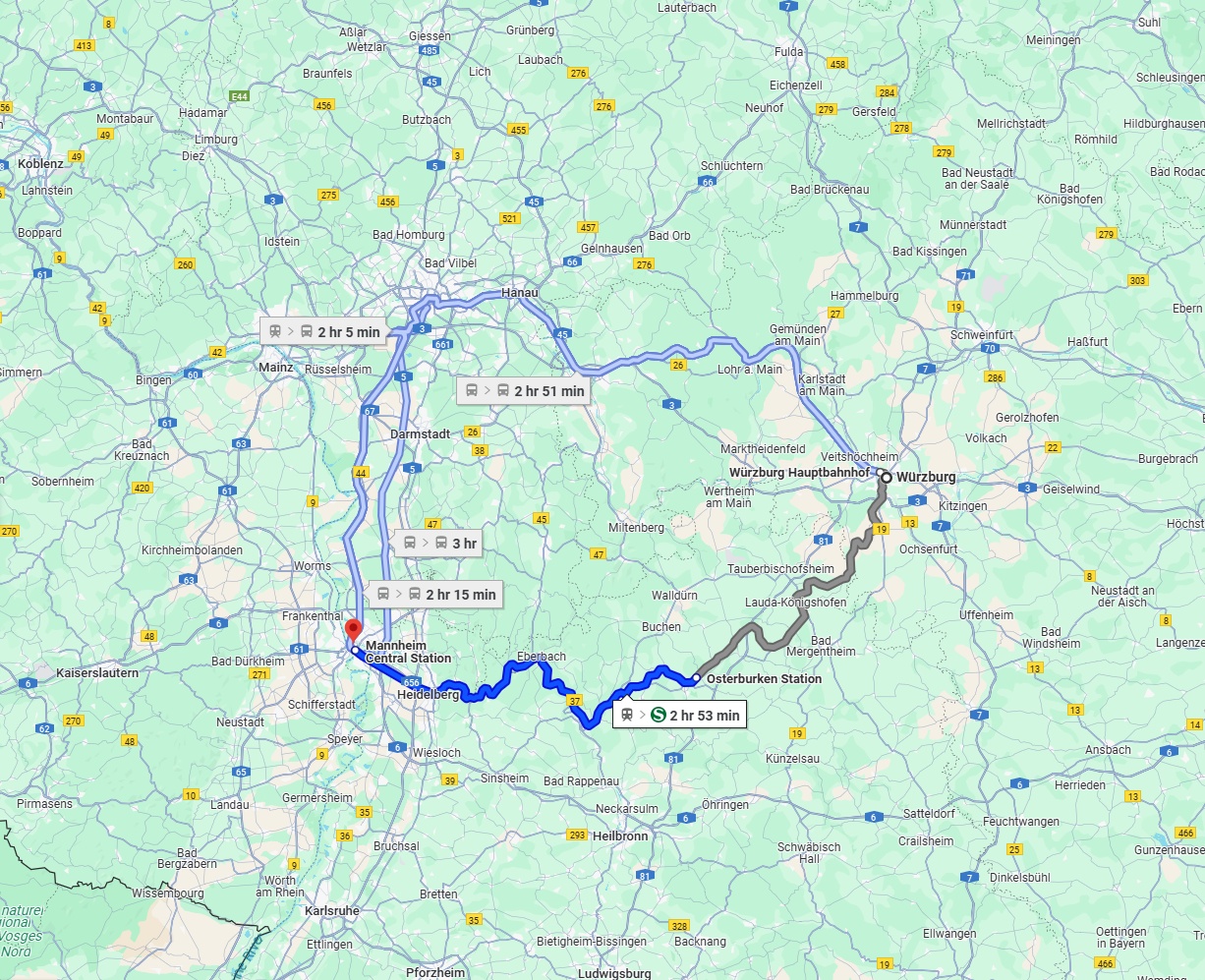 Anreise von Würzburg Zu Mannheim Über 
