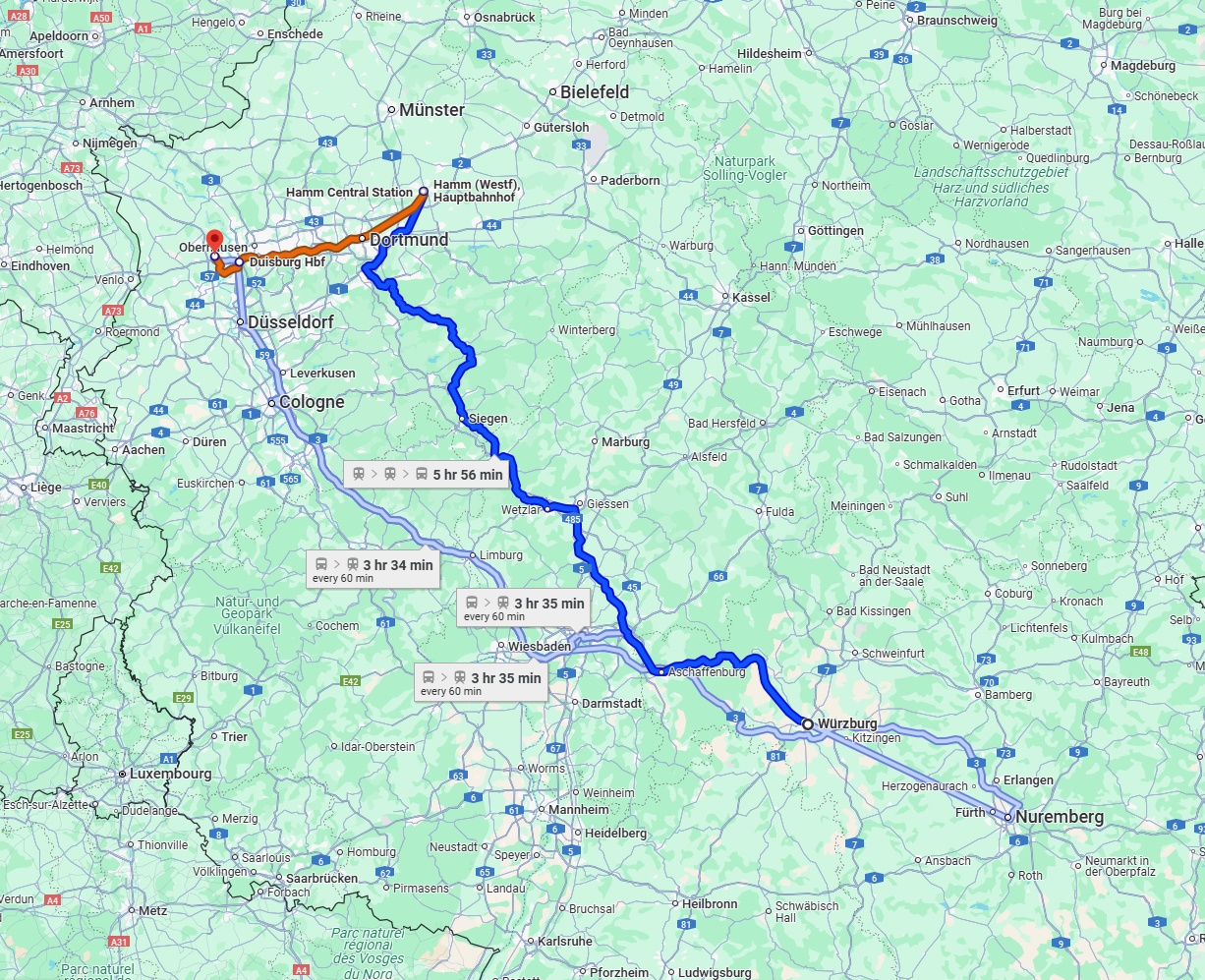 Anreise von Würzburg Zu Moers Über 