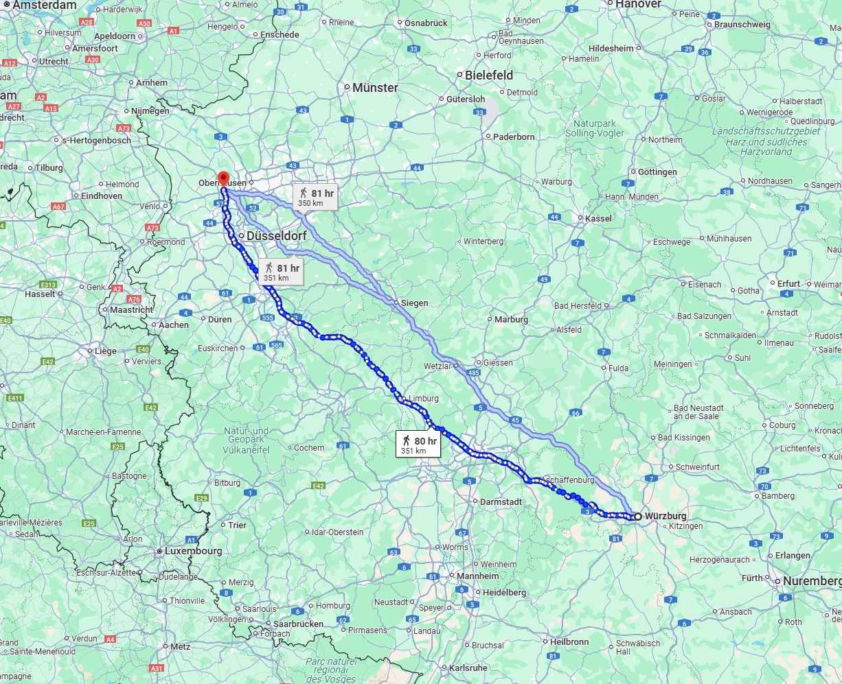 Anreise von Würzburg Zu Moers Über 