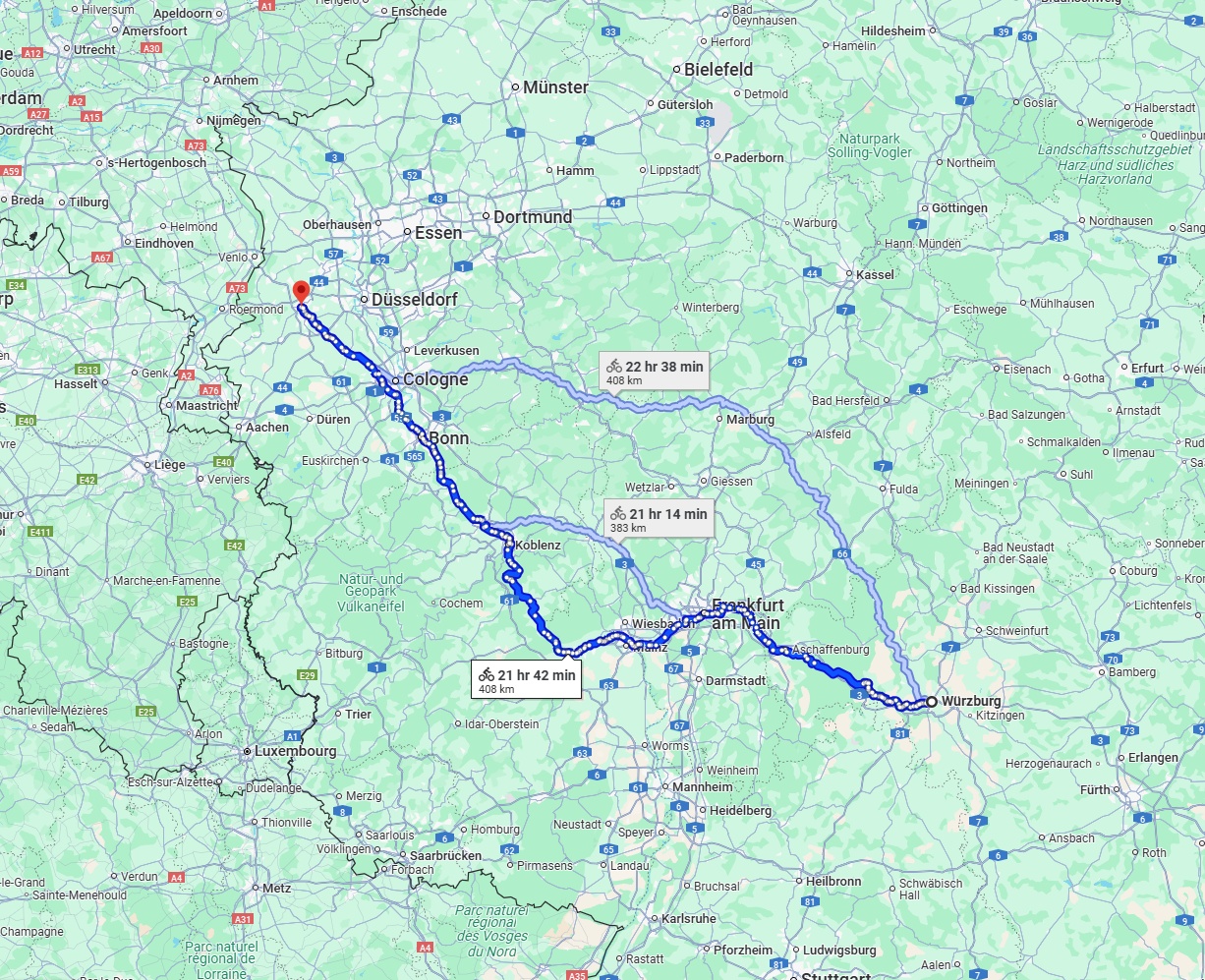 Anreise von Würzburg Zu Mönchengladbach Über 