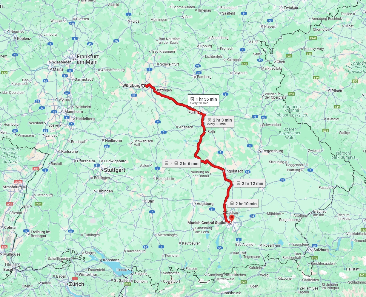 Anreise von Würzburg Zu München Über 