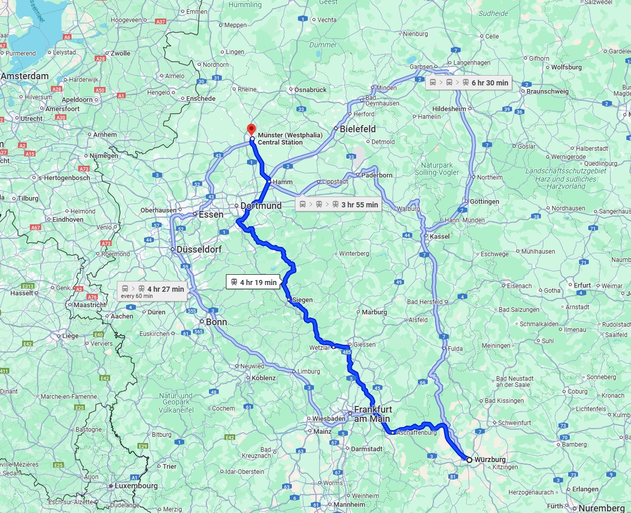 Anreise von Würzburg Zu Münster Über 