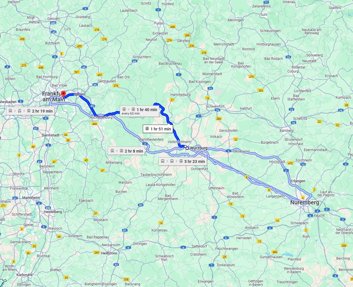Anreise von Würzburg Zu Offenbach am Main Über 