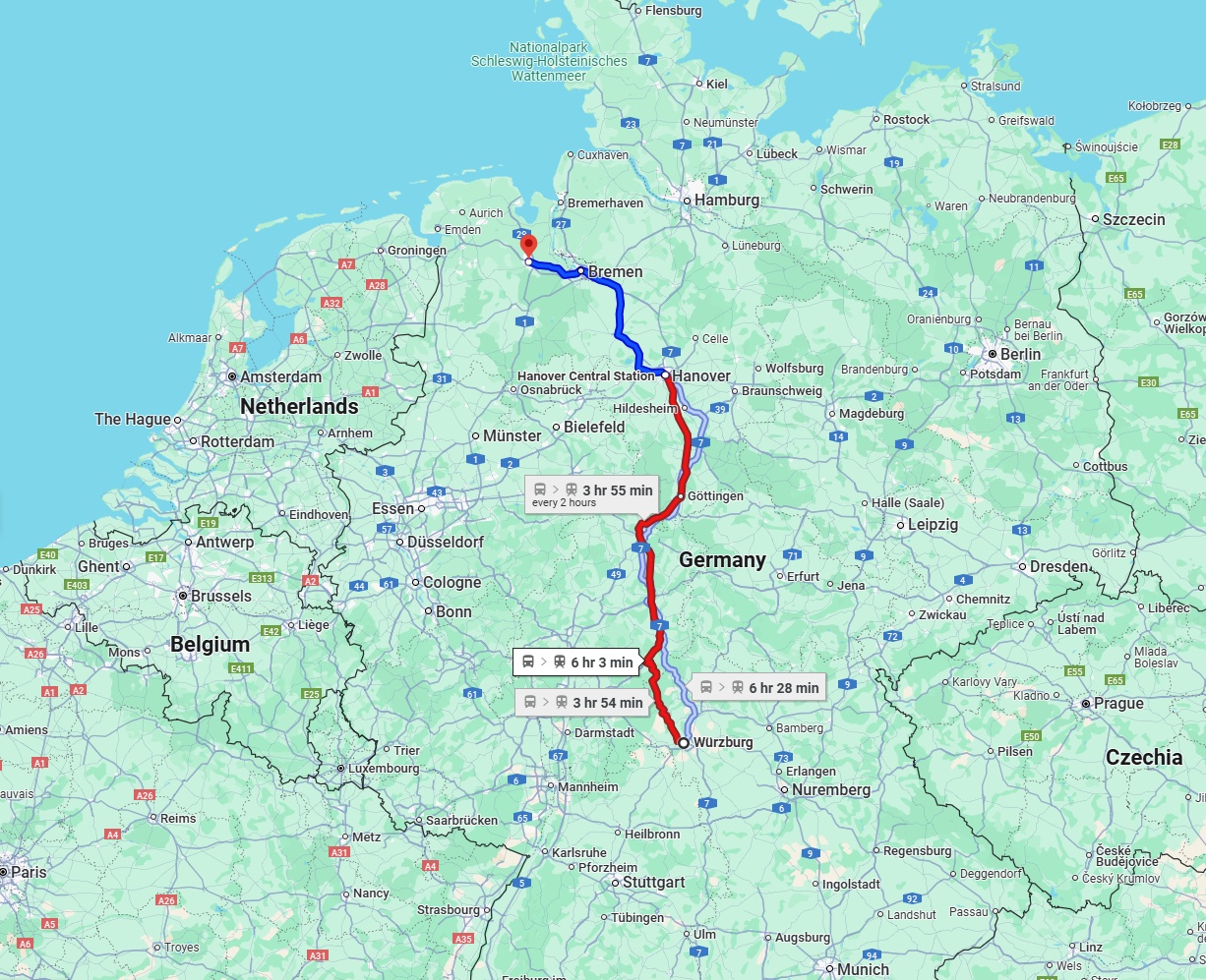 Anreise von Würzburg Zu Oldenburg Über 