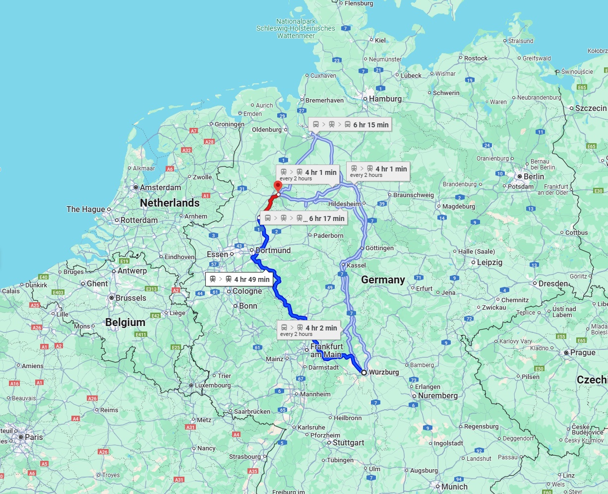 Anreise von Würzburg Zu Osnabrück Über 