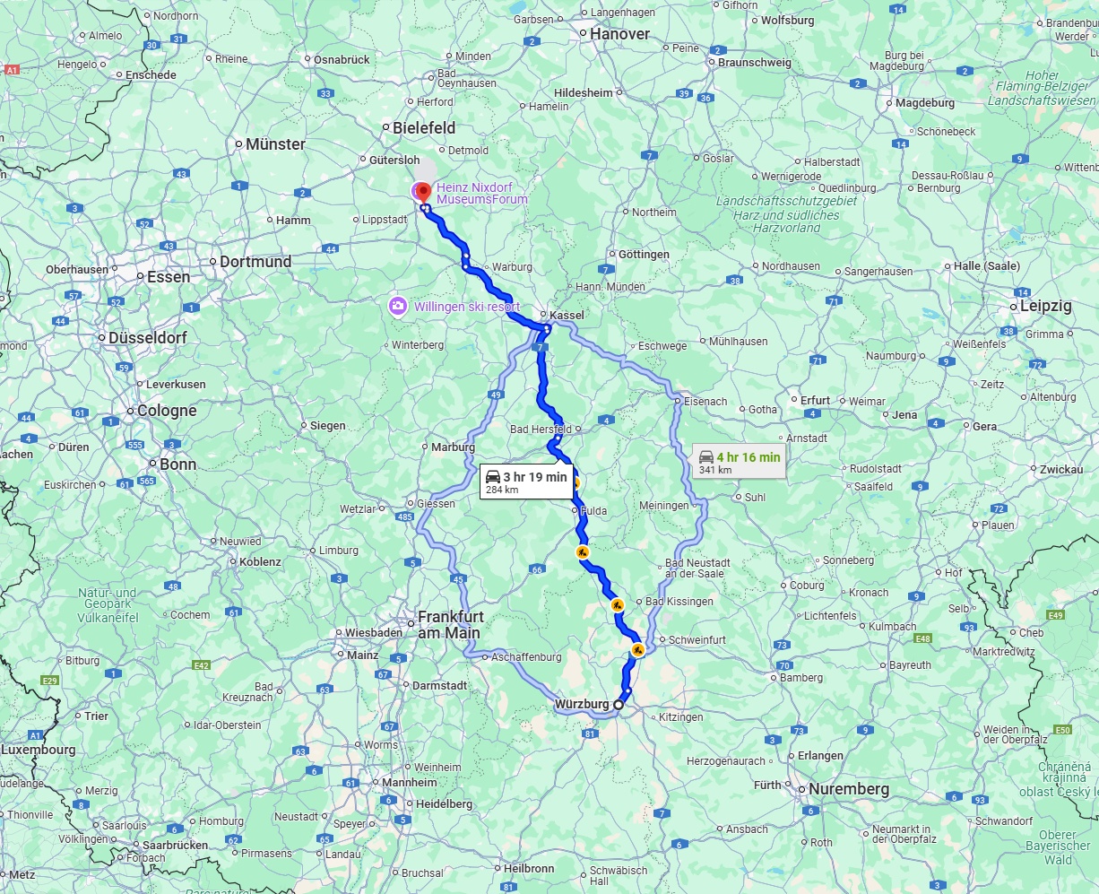 Anreise von Würzburg Zu Paderborn Über via A7