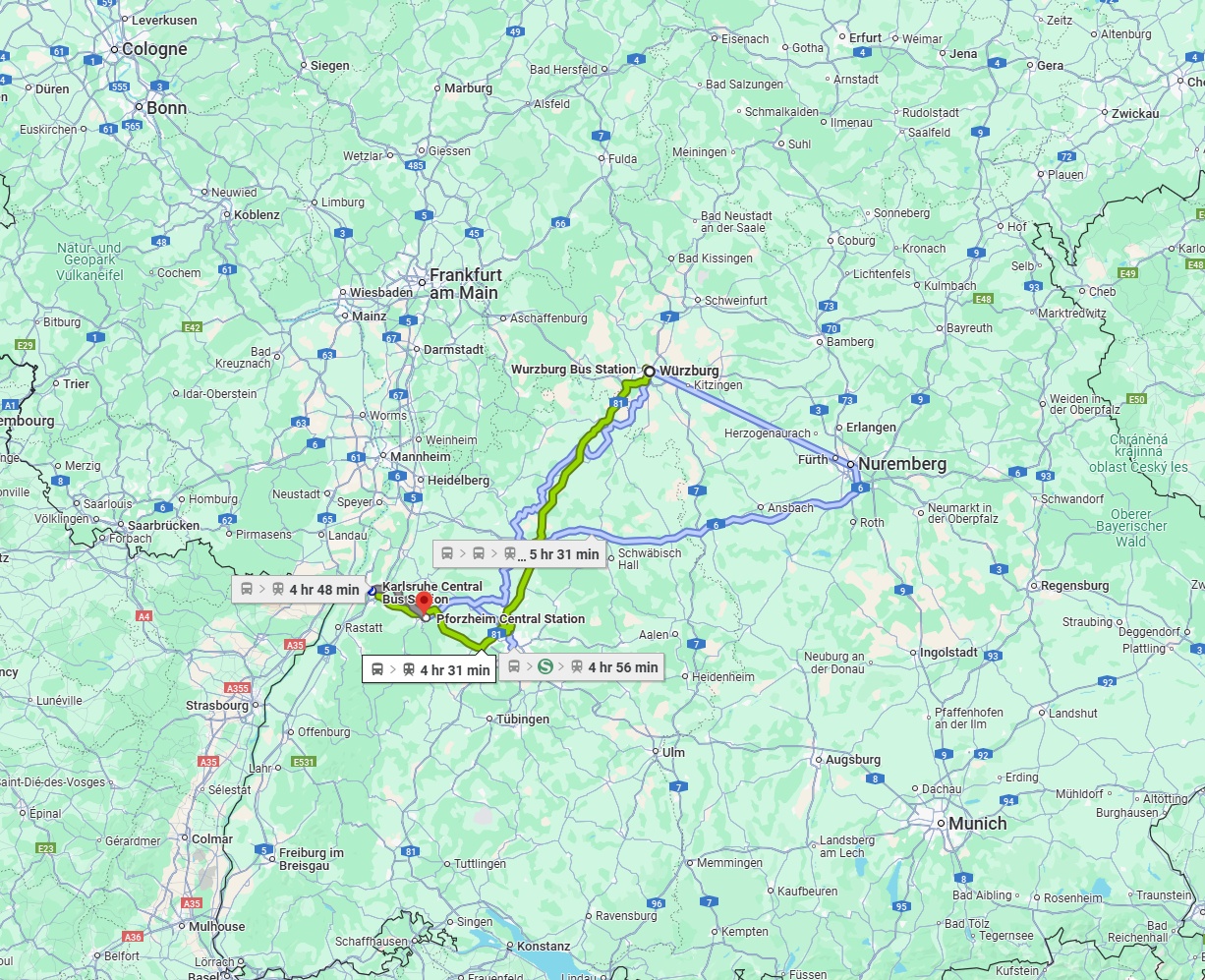 Anreise von Würzburg Zu Pforzheim Über 