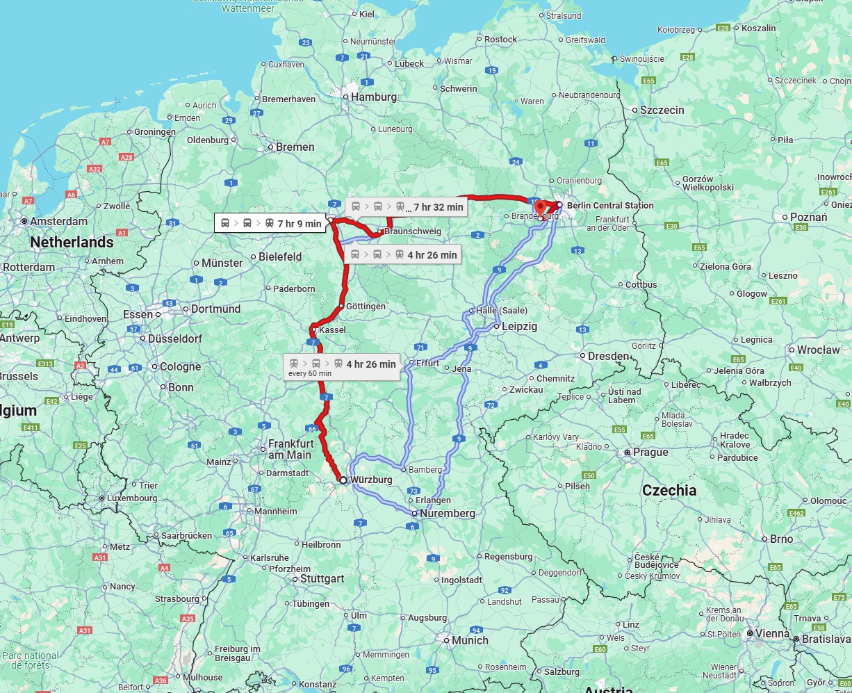 Anreise von Würzburg Zu Potsdam Über 