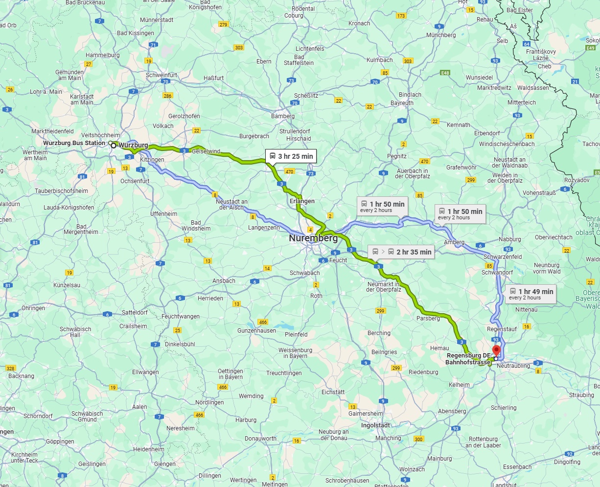 Anreise von Würzburg Zu Regensburg Über 