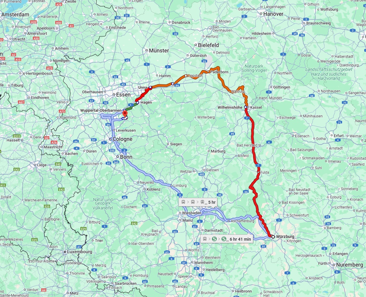 Anreise von Würzburg Zu Remscheid Über 