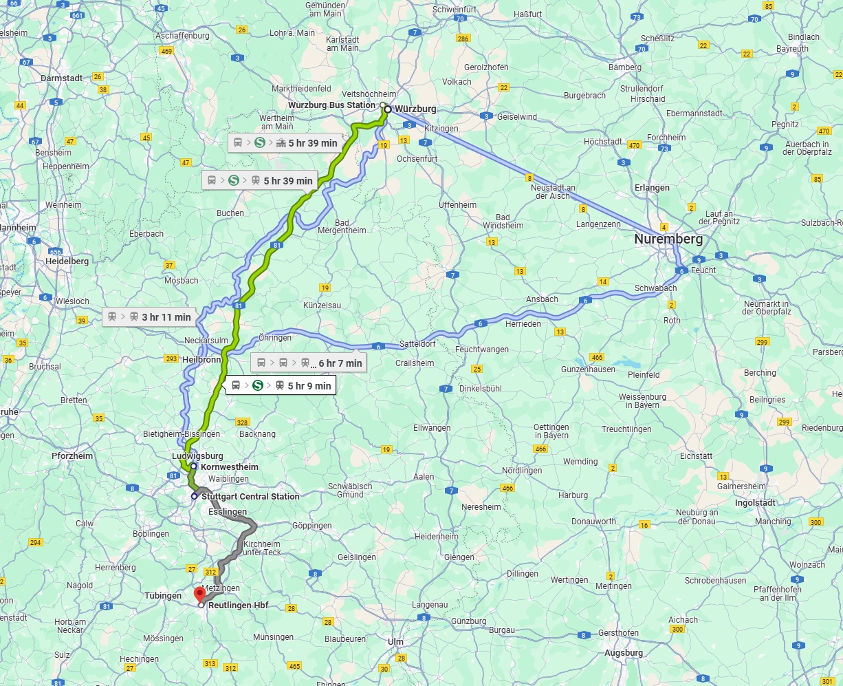 Anreise von Würzburg Zu Reutlingen Über 