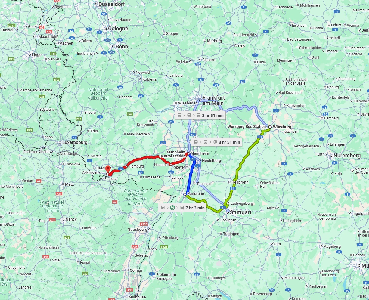 Anreise von Würzburg Zu Saarbrücken Über 