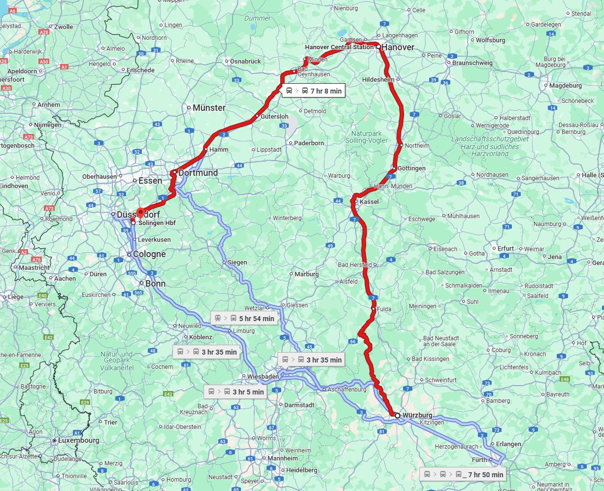 Anreise von Würzburg Zu Solingen Über 