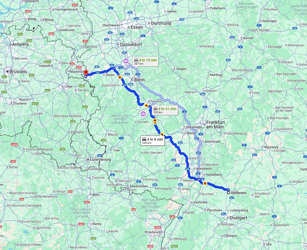 Anreise von Heilbronn Zu Aachen Über via A61