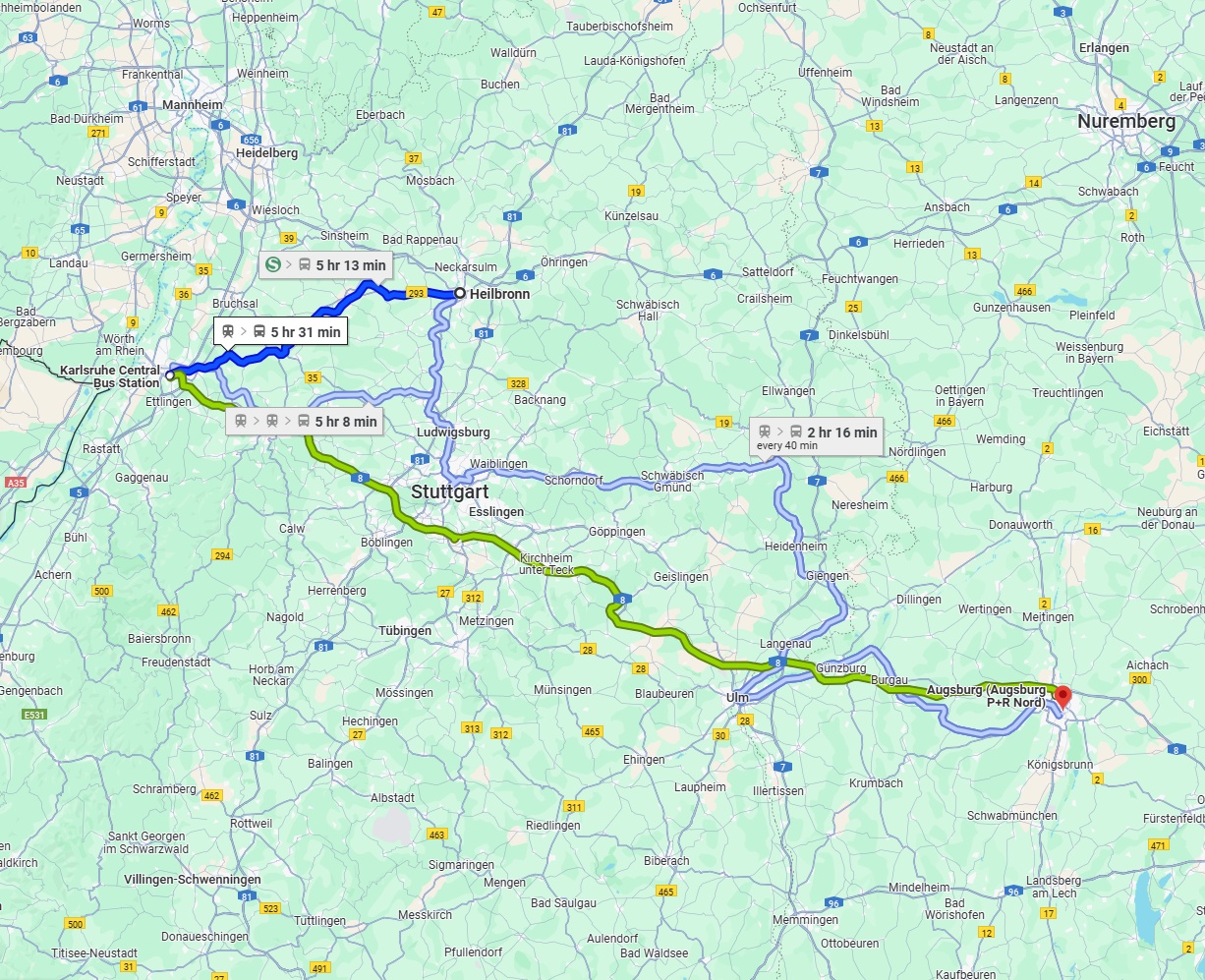 Anreise von Heilbronn Zu Augsburg Über 