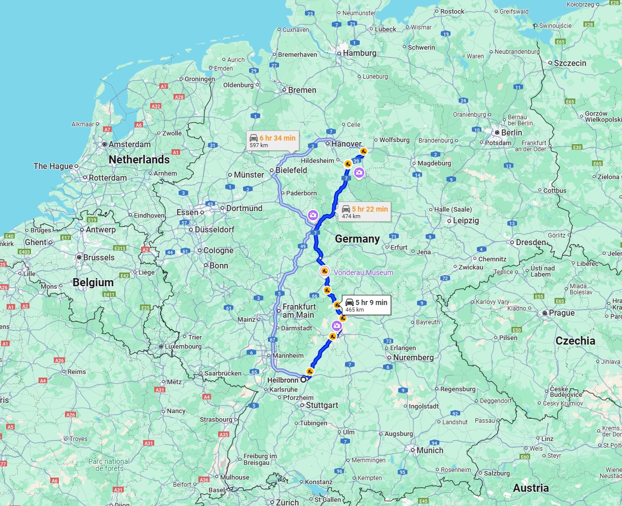Anreise von Heilbronn Zu Braunschweig Über via A7