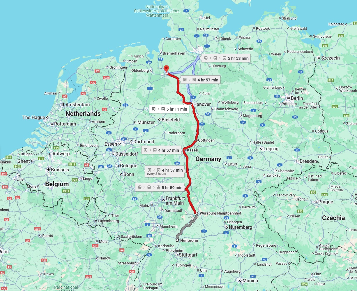 Anreise von Heilbronn Zu Bremen Über 