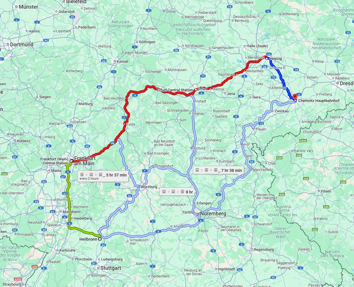 Anreise von Heilbronn Zu Chemnitz Über 