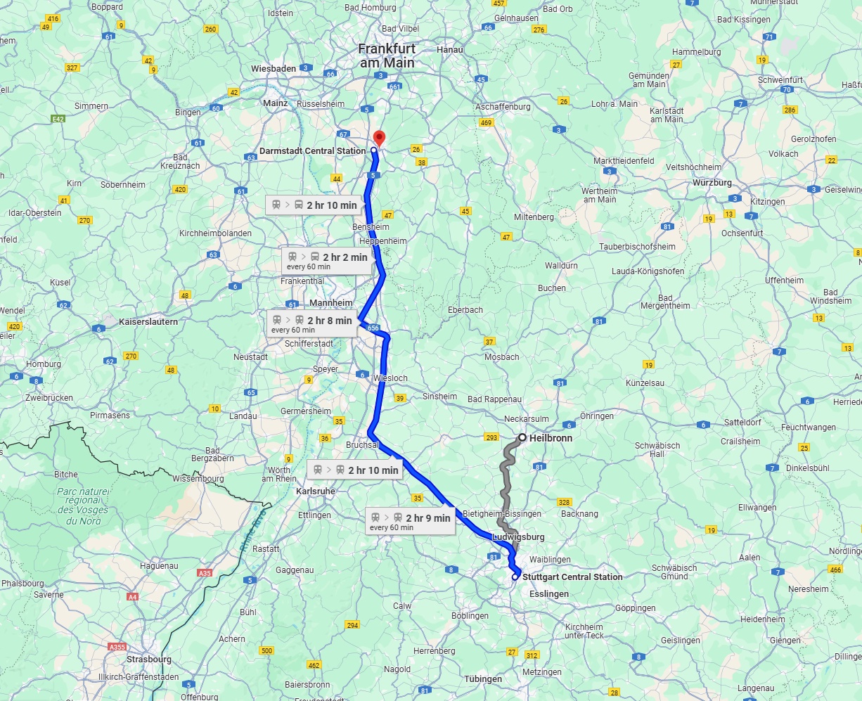 Anreise von Heilbronn Zu Darmstadt Über 
