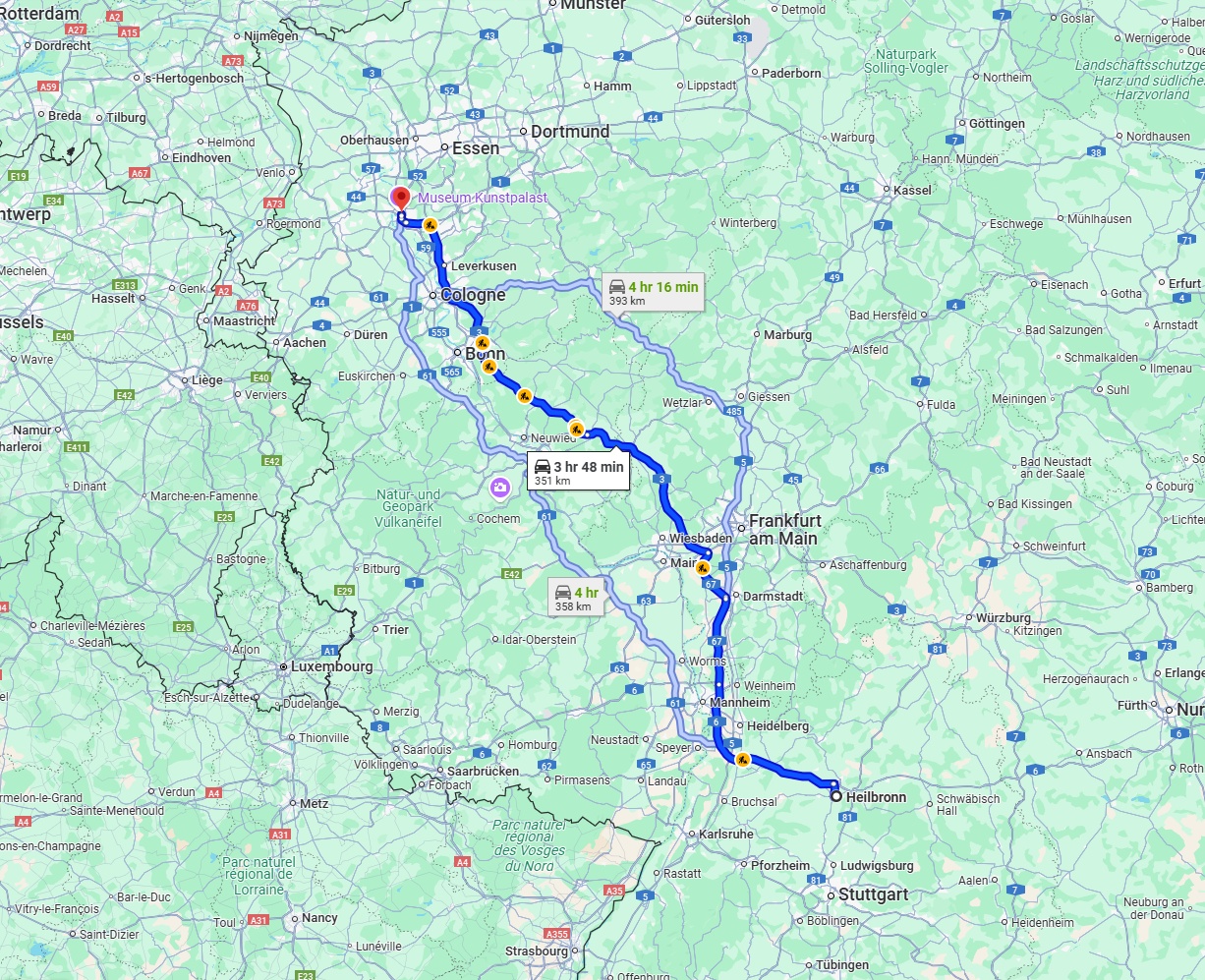 Anreise von Heilbronn Zu Düsseldorf Über via A3