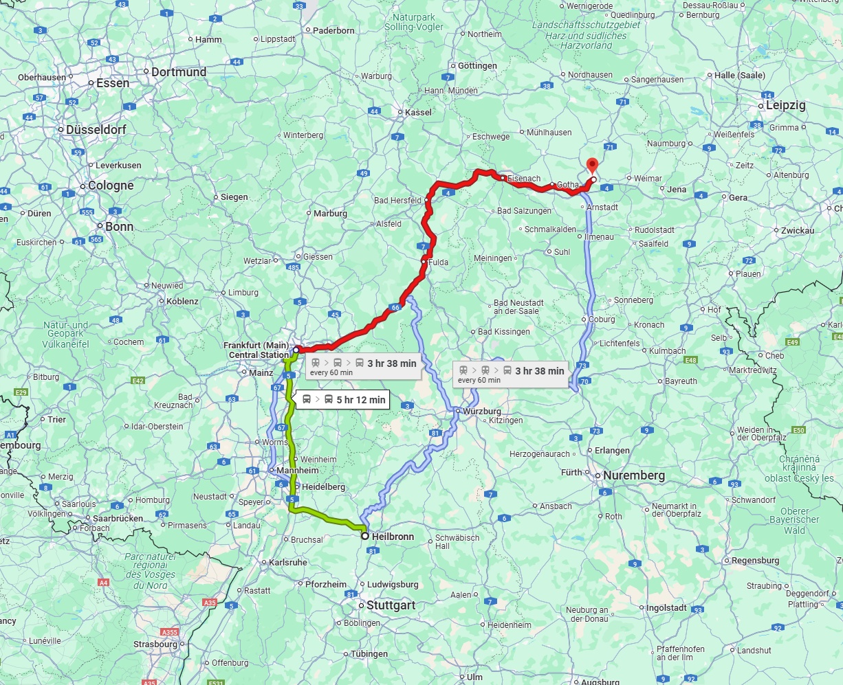 Anreise von Heilbronn Zu Erfurt Über 