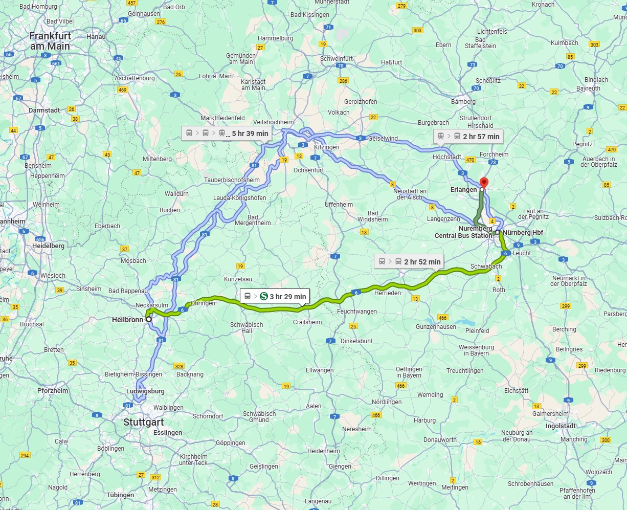 Anreise von Heilbronn Zu Erlangen Über 
