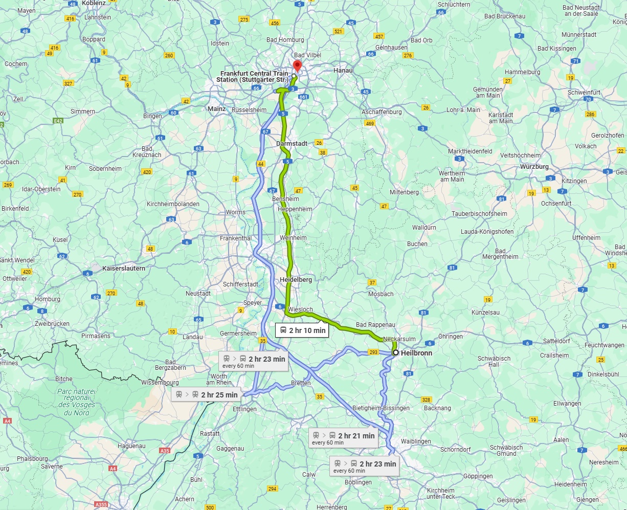 Anreise von Heilbronn Zu Frankfurt am Main Über 