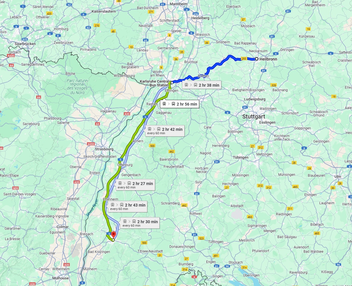 Anreise von Heilbronn Zu Freiburg im Breisgau Über 