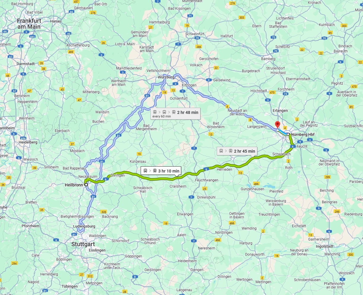 Anreise von Heilbronn Zu Fürth Über 