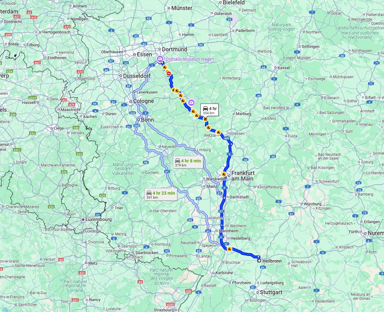 Anreise von Heilbronn Zu Hagen Über via A45