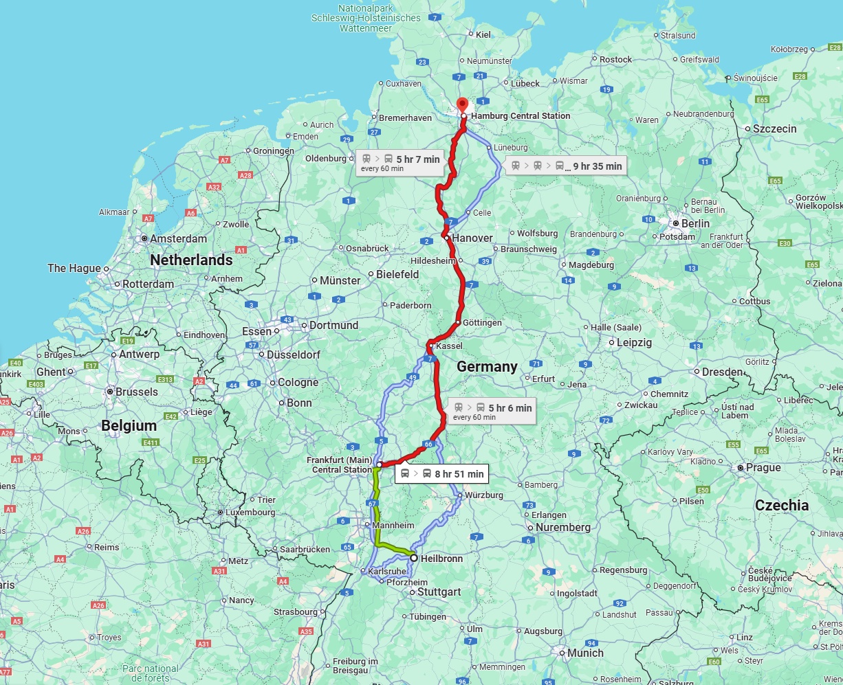 Anreise von Heilbronn Zu Hamburg Über 