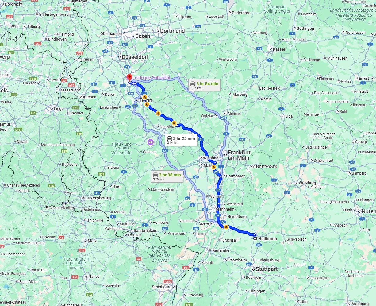 Anreise von Heilbronn Zu Köln Über via A3