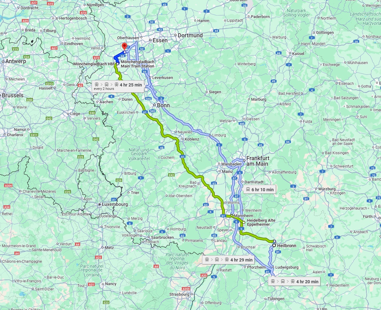 Anreise von Heilbronn Zu Krefeld Über 