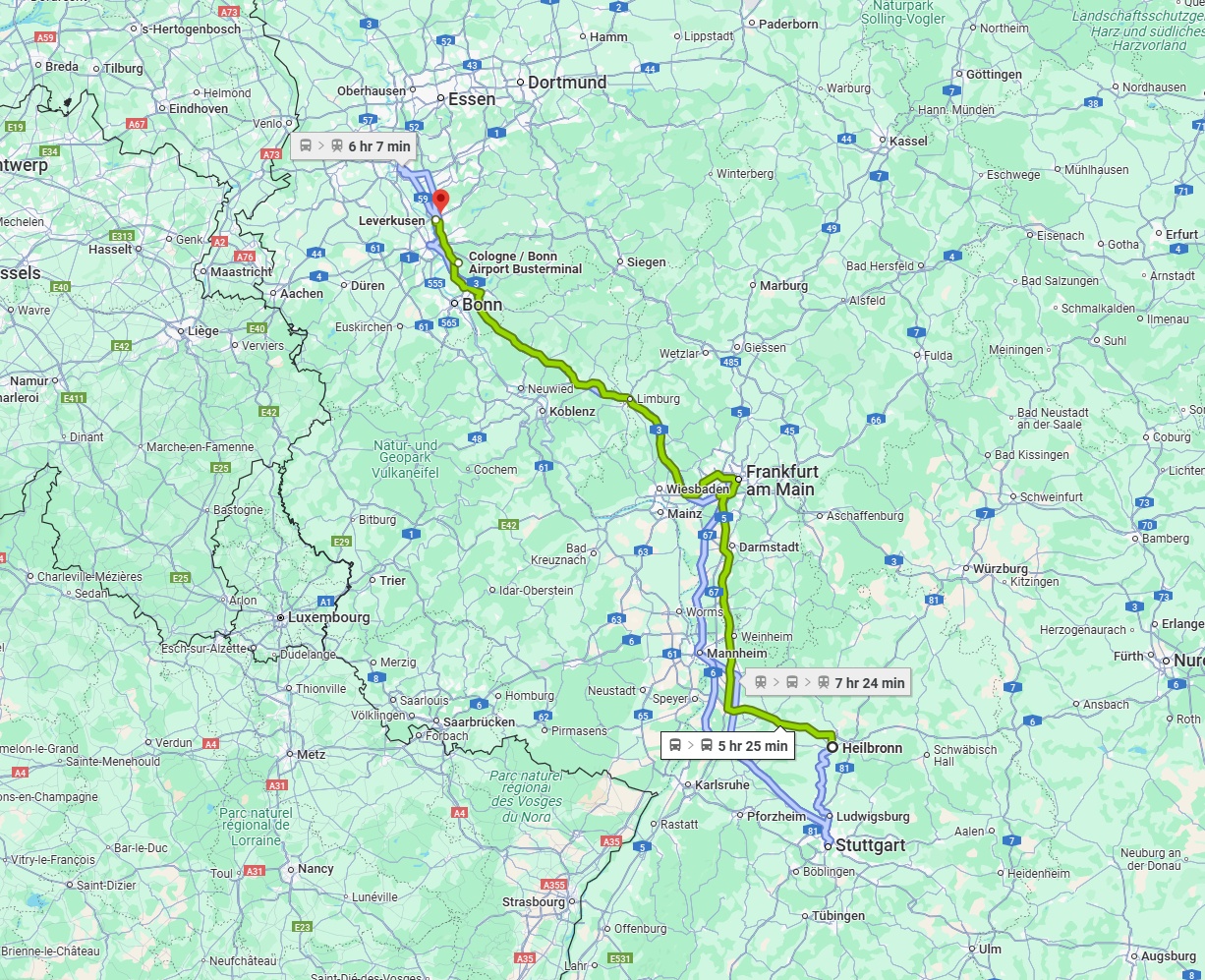 Anreise von Heilbronn Zu Leverkusen Über 