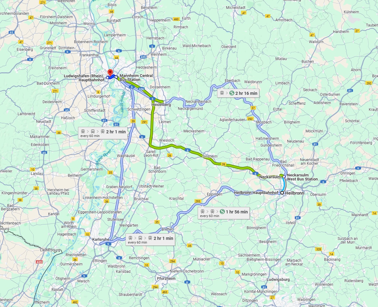 Anreise von Heilbronn Zu Ludwigshafen am Rhein Über 