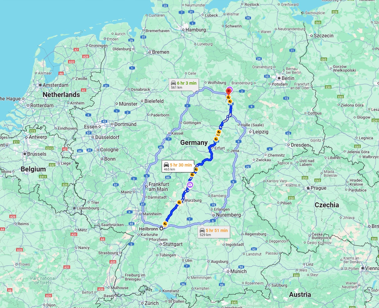 Anreise von Heilbronn Zu Magdeburg Über via A71